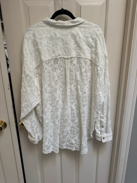 Pilcro Cream Lace Button-Down Shirt - Picture 7 of 9